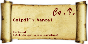 Csipán Vencel névjegykártya